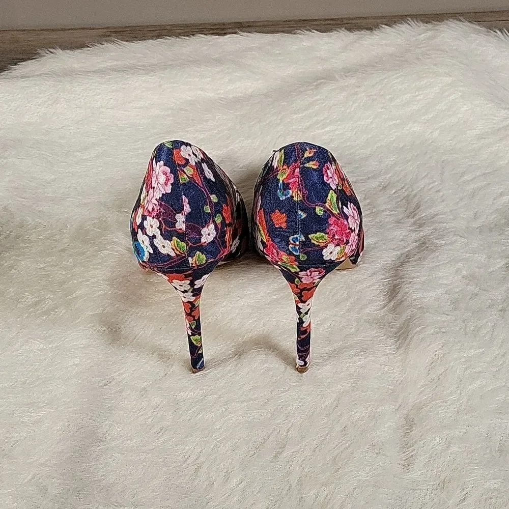 Penny Loves Kenny Blue Floral High Heels Sz 10M